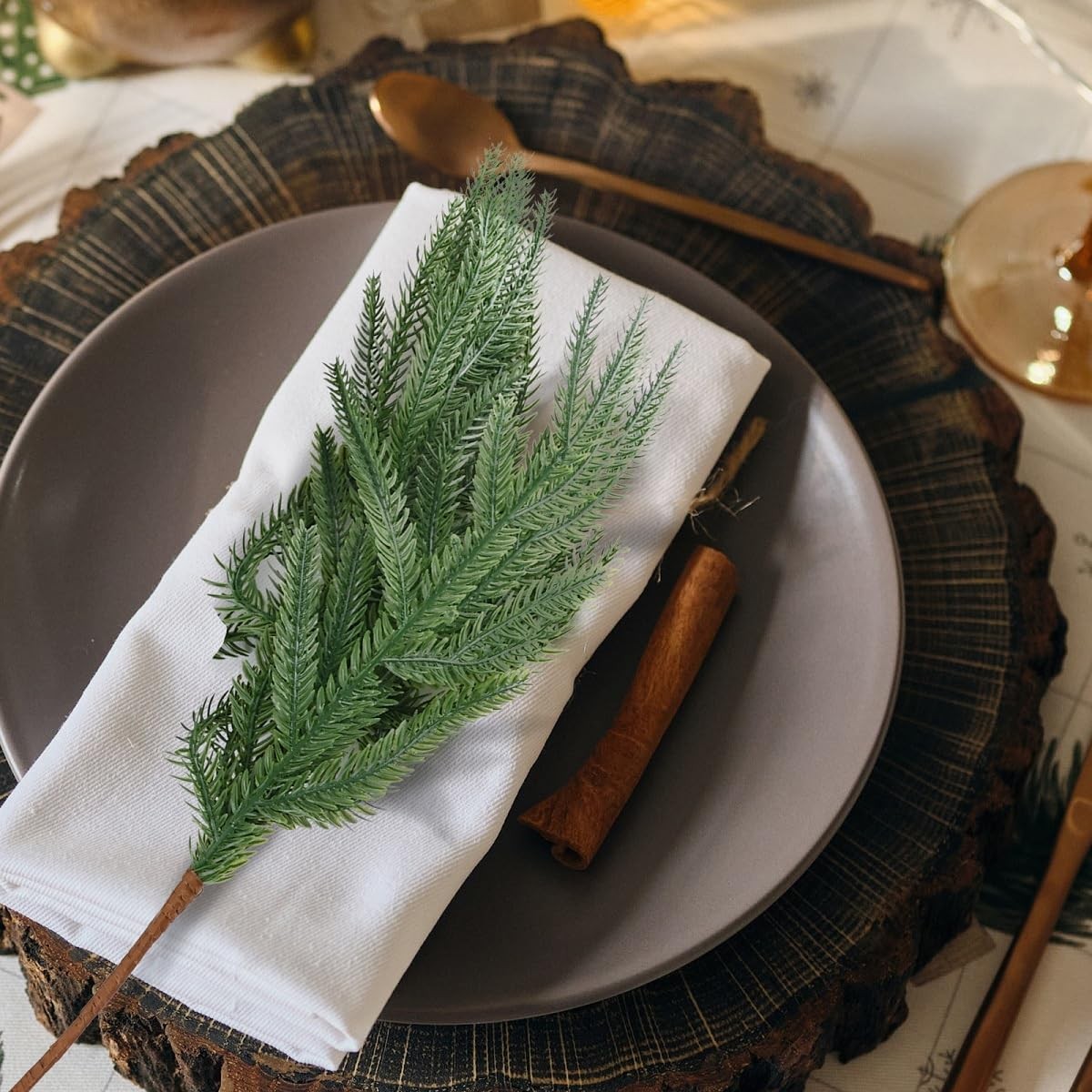 Norfolk Pine Stems 12 pcs,18 inch Norfolk Pine Branches Artificial DIY Greene…