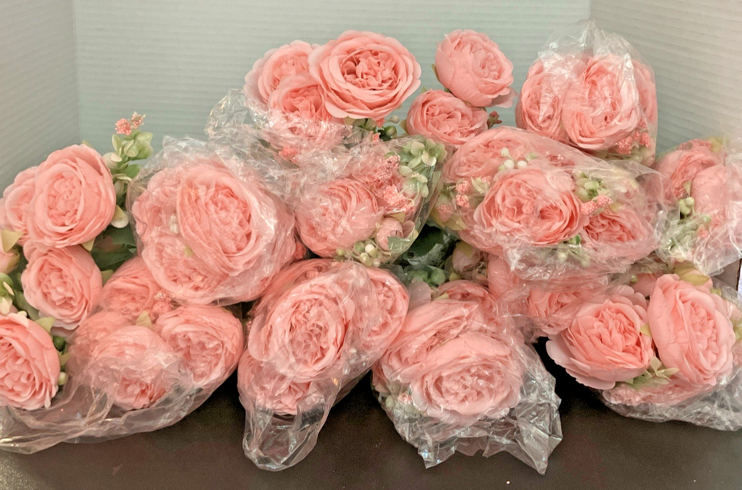 Uimsao Bulk Of 12 Light Pink artificial Silk Peony Flowers,Home Decor NIB spring