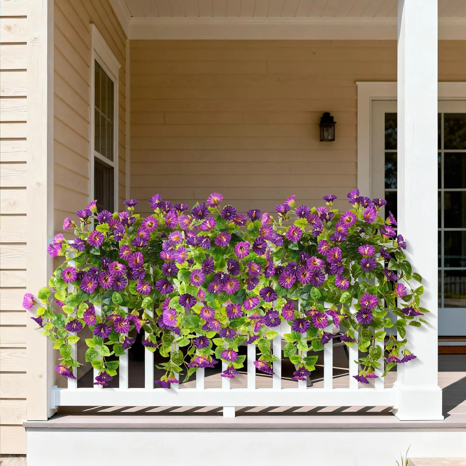 Artificial Purple Faux Petunia Flowers UV Resistant Outdoor Garden Decor Plants