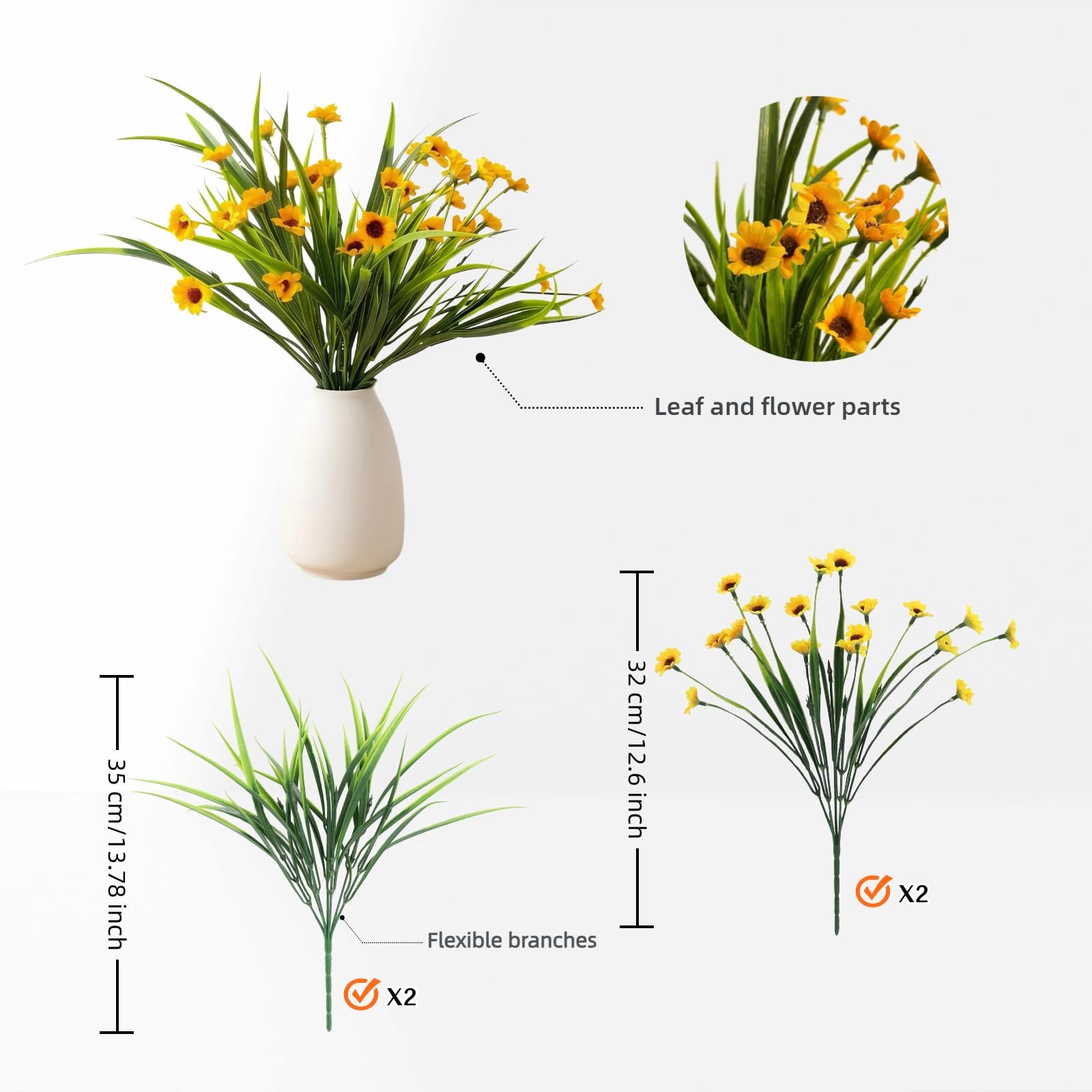 4-Piece Artificial Flower Mixed Set, Suitable for Use in Living Rooms, Bedroo…
