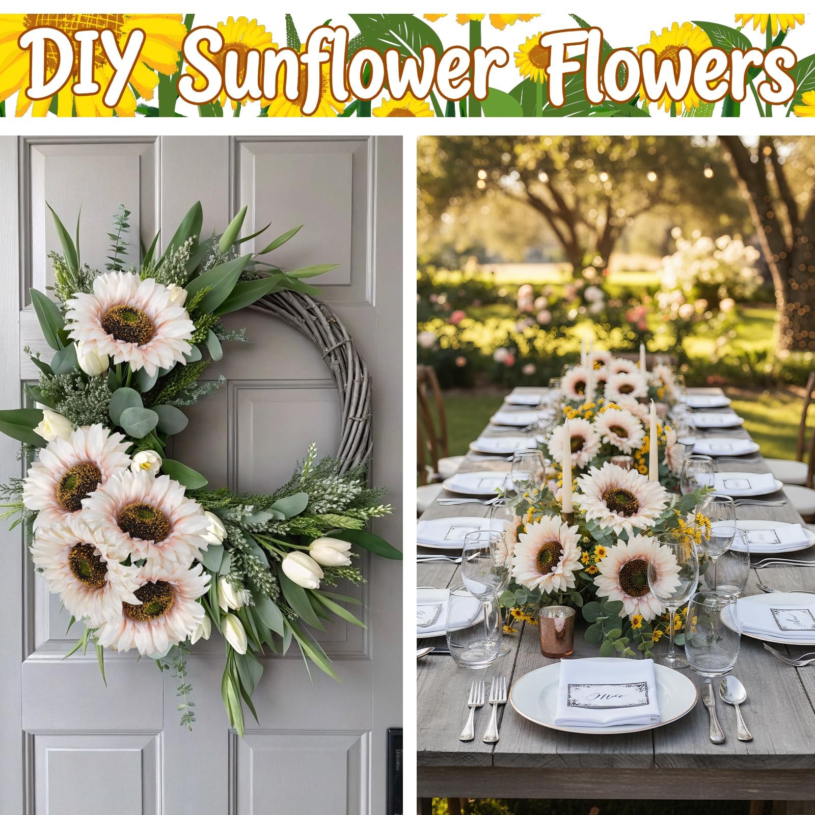 12Pcs 25.6″ Artificial Sunflowers Long Stem Artificial Flowers for Tall Vase …