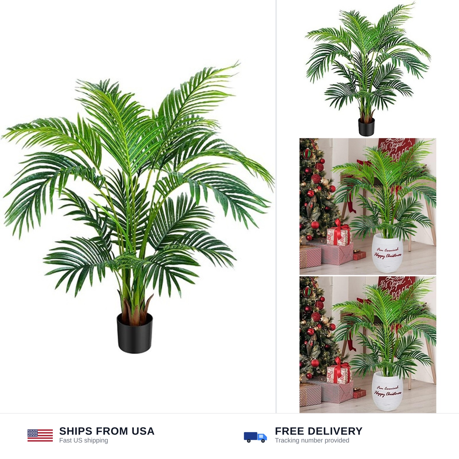 Worth Garden 4ft Artificial Areca Palm Plant, Fake Cane Palm Silk Tree Indoor…