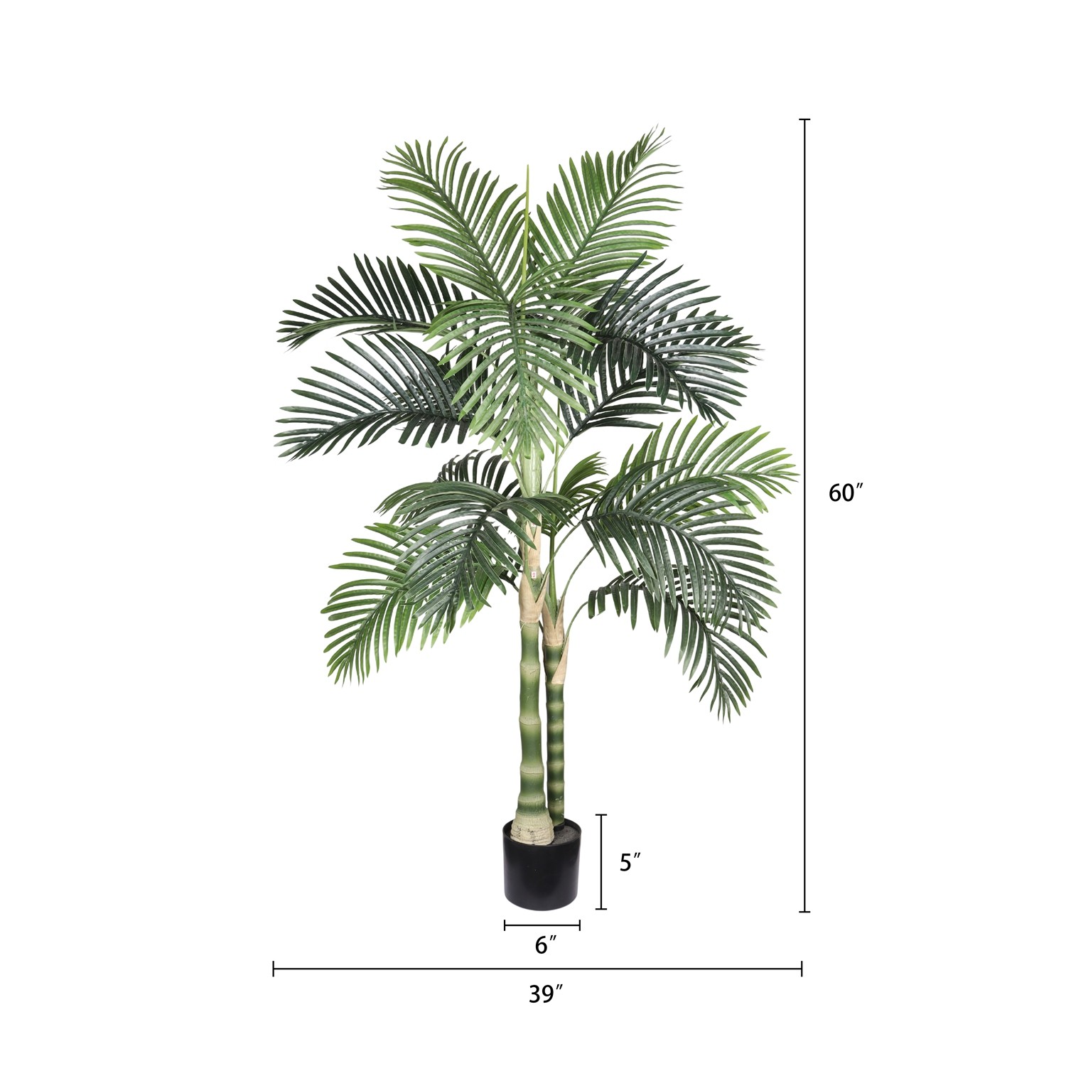 5/6FT Artificial Golden Cane Palm Tree PE Leaves and Flexible Branches Home Tree