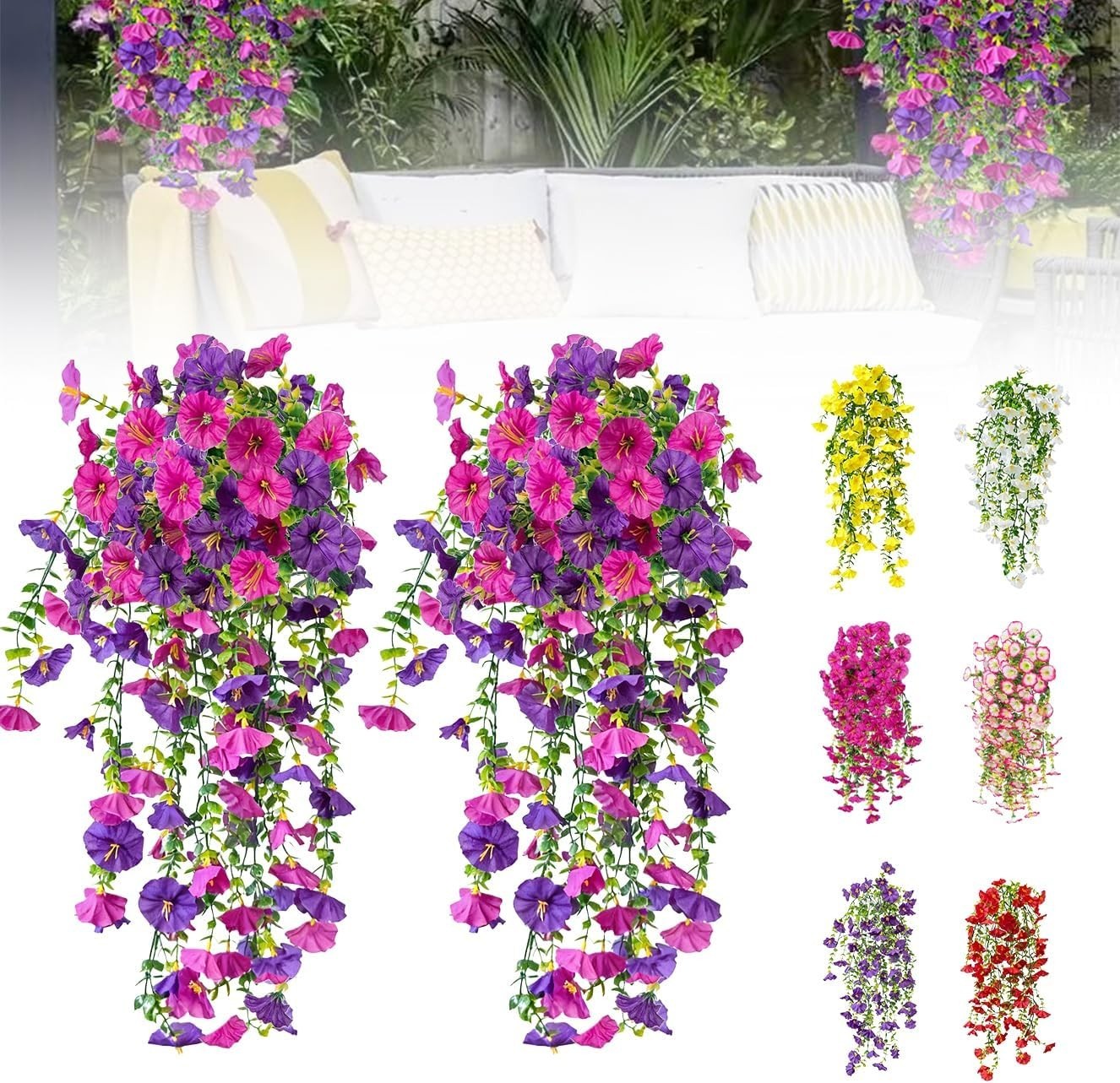 Artificial Flowers for Outdoors Fake Morning Glory Hanging Flower Decoration,…