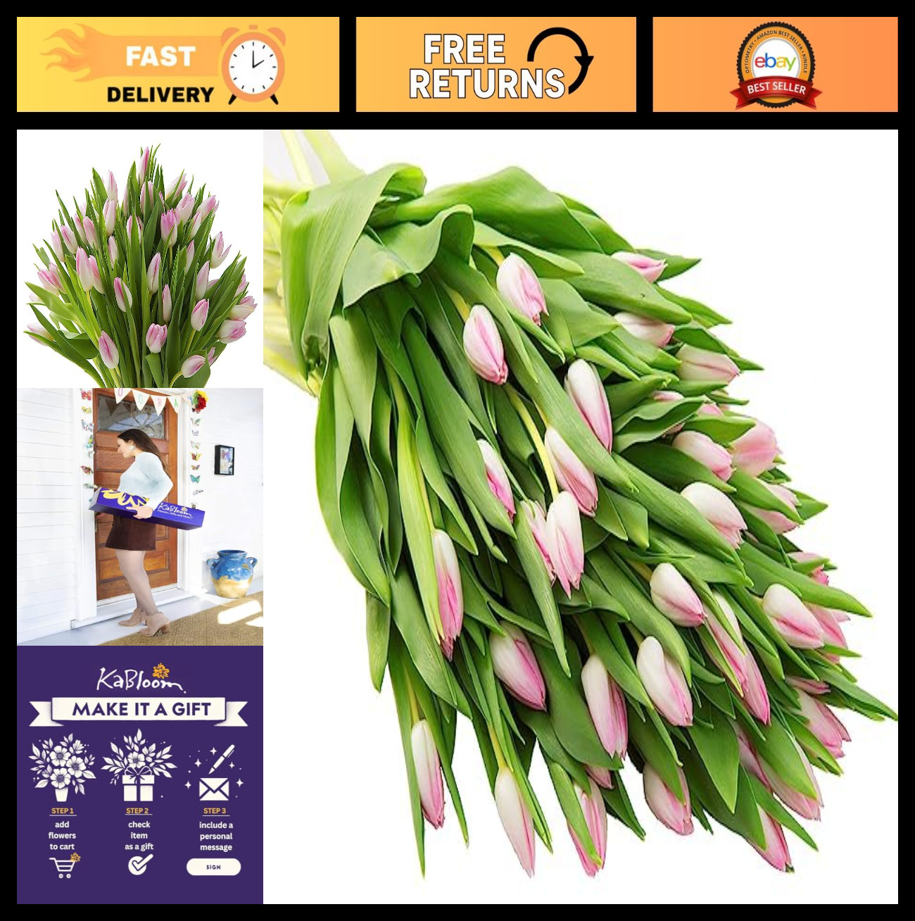 30 Pink Tulips – Fresh Flowers for Birthday, Sympathy, Anniversary, Get Well, Mo