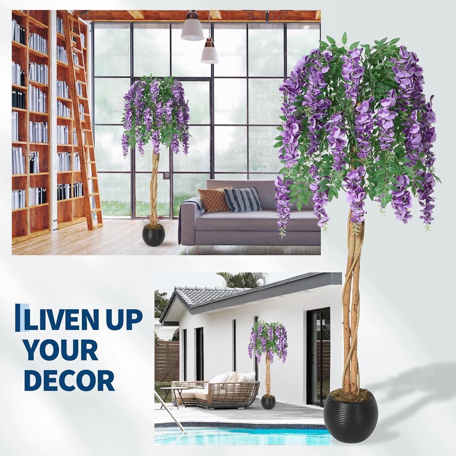 Realistic Artificial Flower Tree Lilac Wisteria Tree 120/150cm Tall Fake Plant