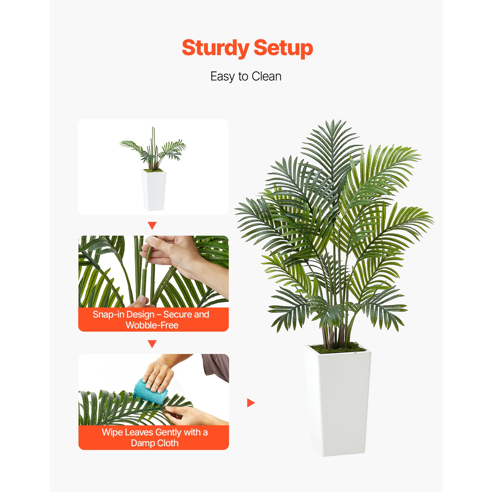 Uimoso Pack of 2 4ft Artificial Areca Palm Tree Pot Indoor Plant Faux Home Decor