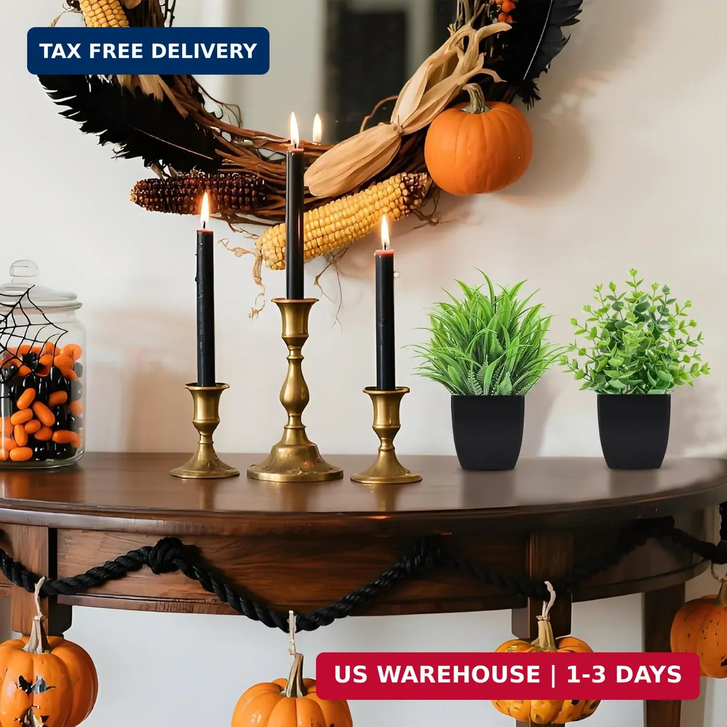 Der Rose 2 Pack Fake Plants Small Artificial Potted Plants Faux Plants Black Bat