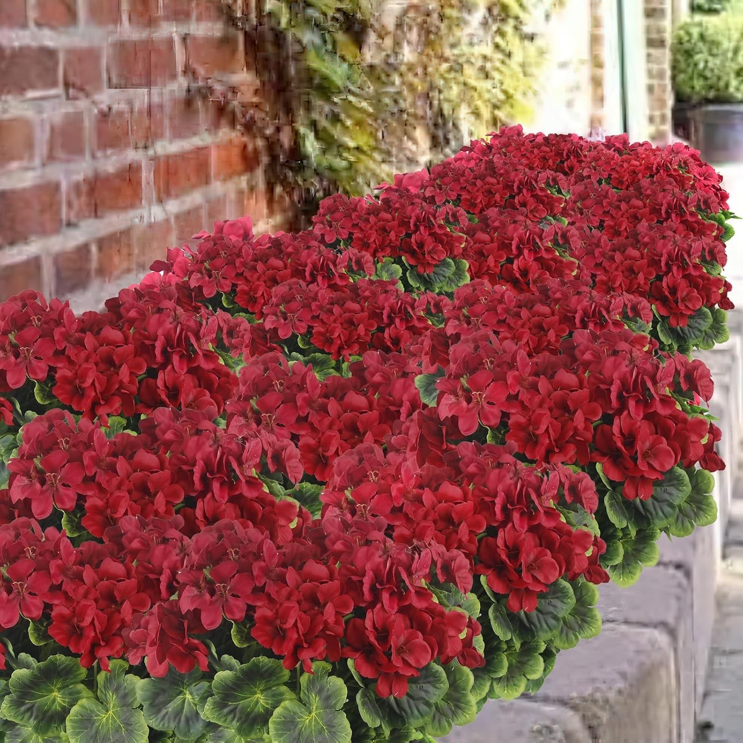 2 Pcs Artificial Geraniums for Outdoor Silk Geranium Flowers Red Artificial Gera