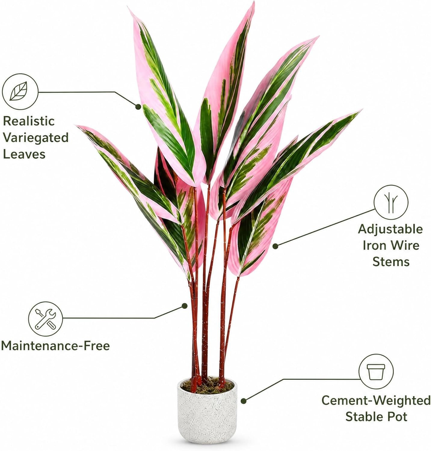 4FT Artificial Plant in Pot Faux Floor Plant Realistic Leaves Decor Fake Tree