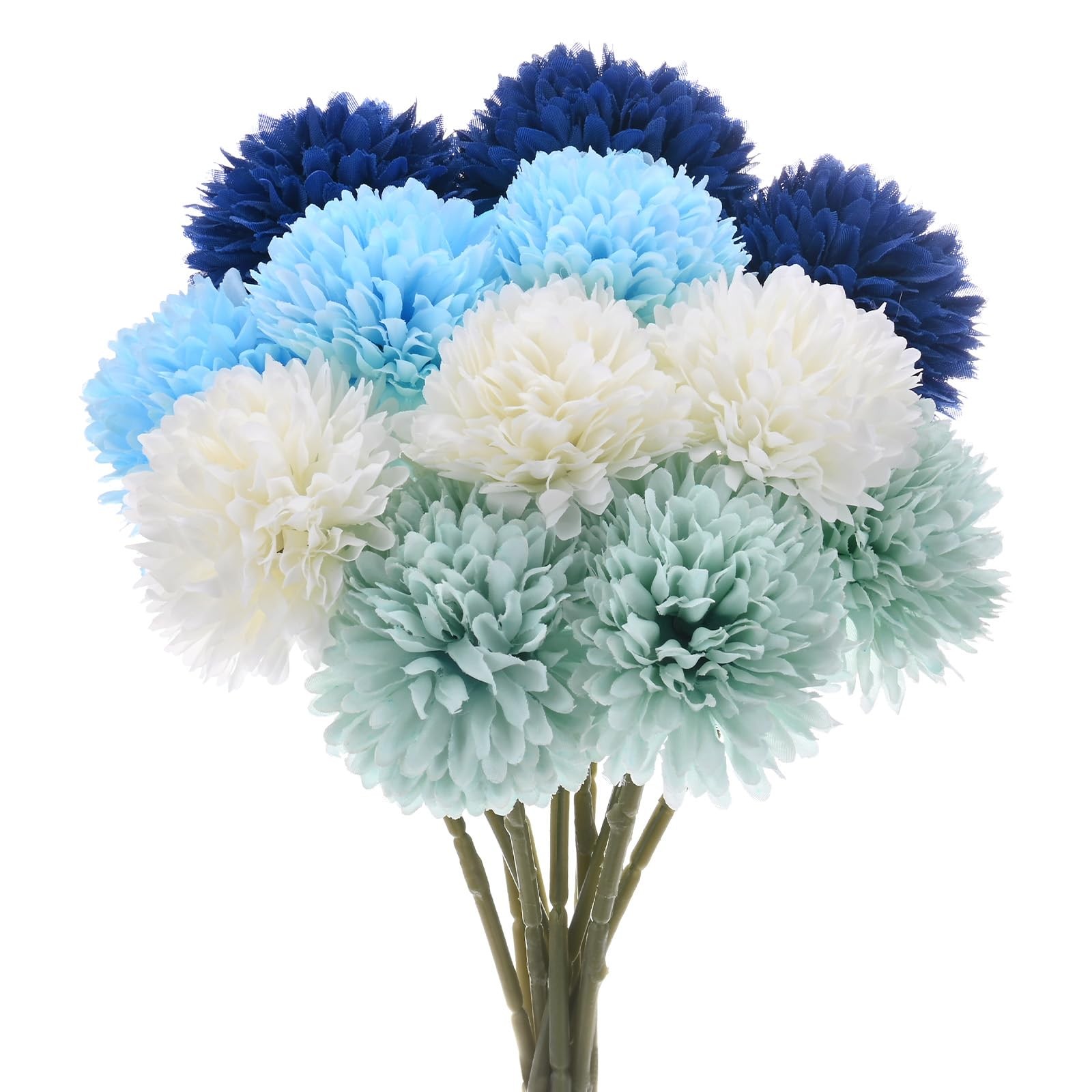 12 Pack 11 In Mixed Blue White Artificial Chrysanthemum Silk Flowers Bouquet