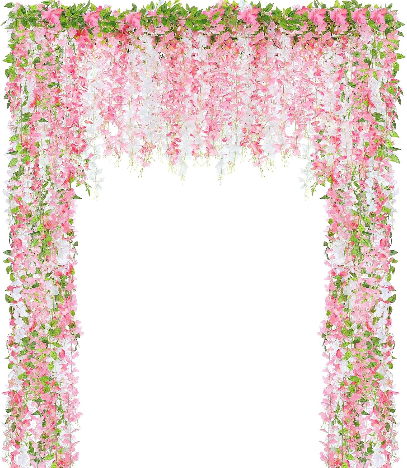 4Pcs Wisteria Artificial Flowers Garland, 7.2Ft/Piece Wisteria Hanging Flowers G