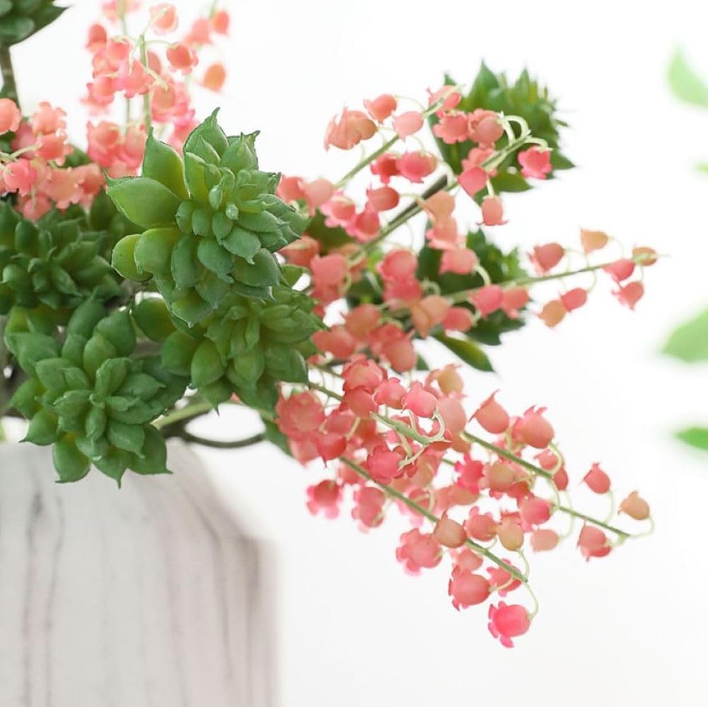 Artificial Lily of the Valley Flowers, Pink, 14 Stems