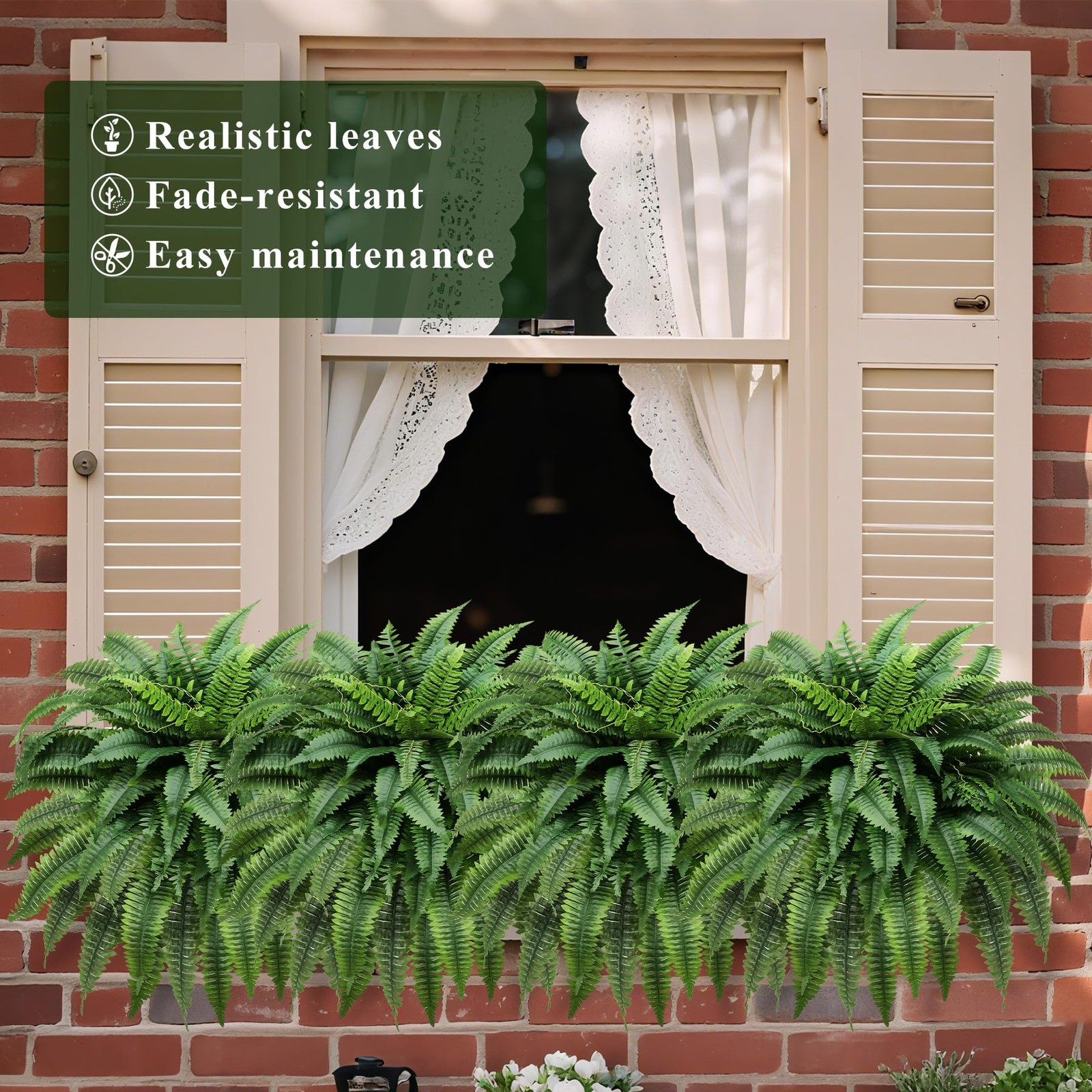 Set of 2 UV-Resistant Fake Boston Fern Bush with 128 Branches, 51″ Large Faux…