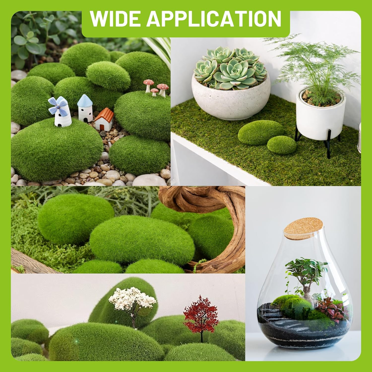 20Pcs Artificial Moss Rocks (2 Sizes),Green Moss Decoration, Suitable for Flo…