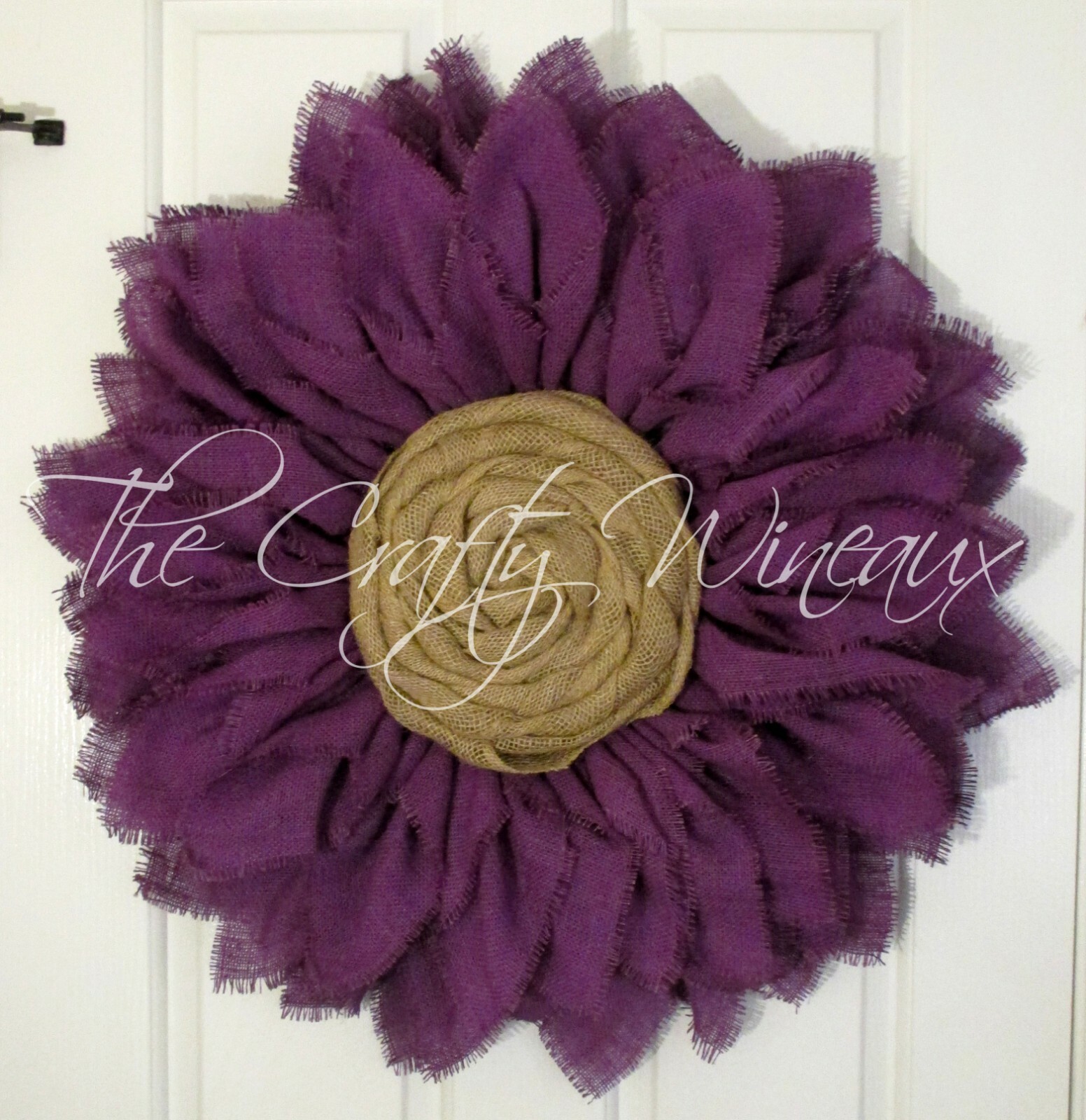 The Crafty Wineaux – Extra Thick 25″ Rich Purple Burlap Sunflower Wreath