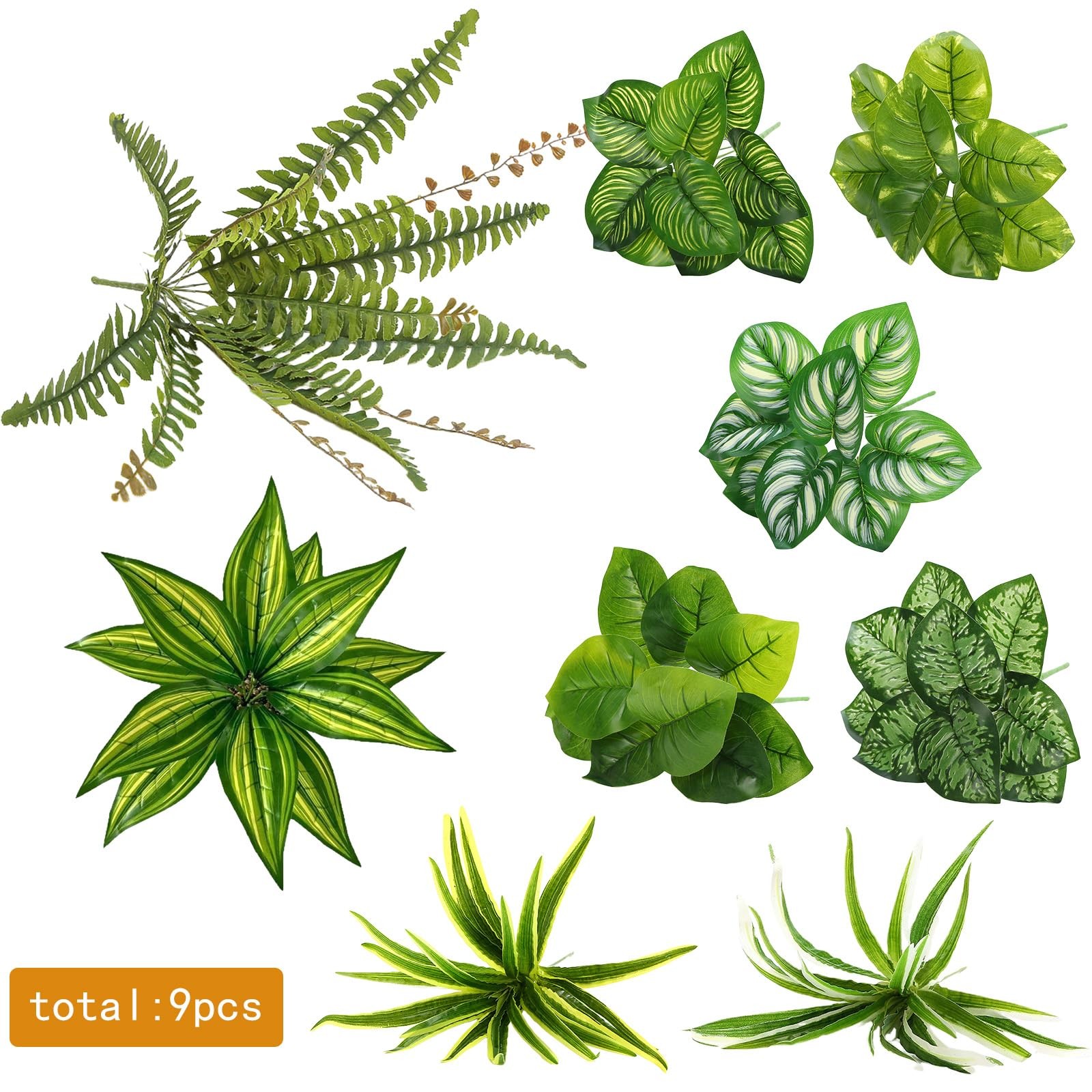 Large Realistic Faux Outdoor Plants, Artificial Greenery Set with Silk Leaves…