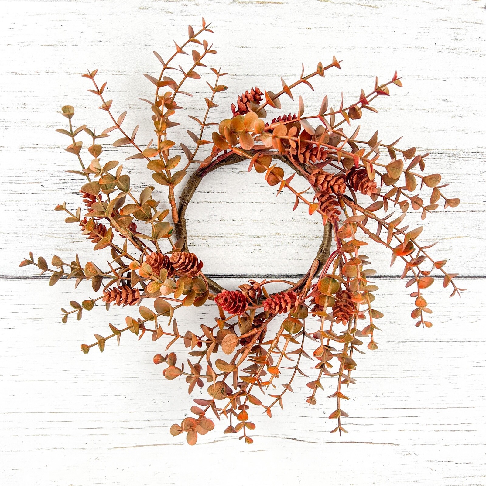 Orange Eucalyptus and Hops Candle Ring / Wreath 4.5″ Inner Autumn Fall