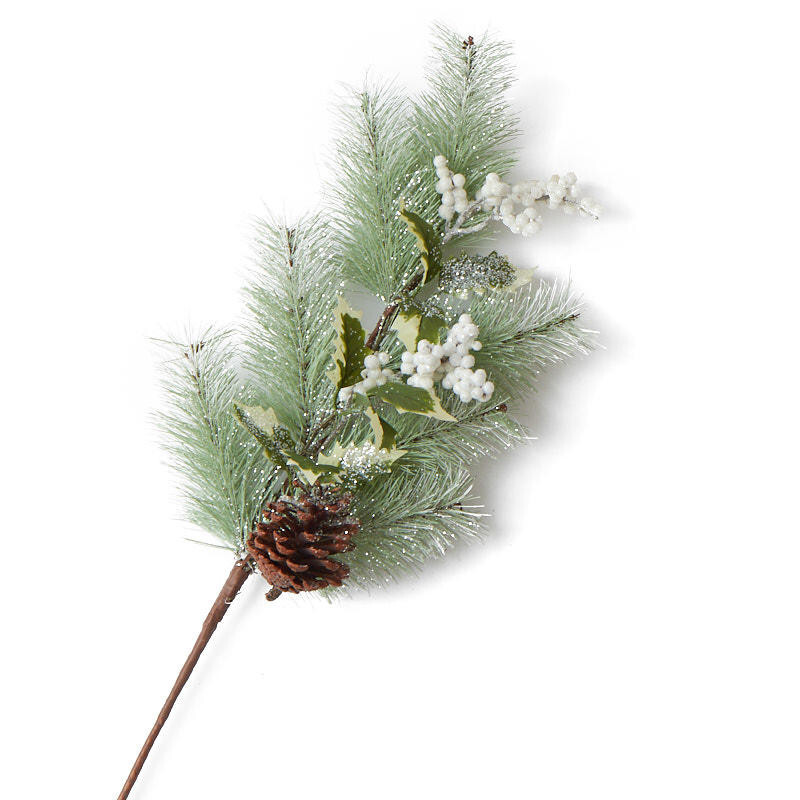 Set of 2 Iced Artificial Pine 28″ Sprays with Berries and Pinecones