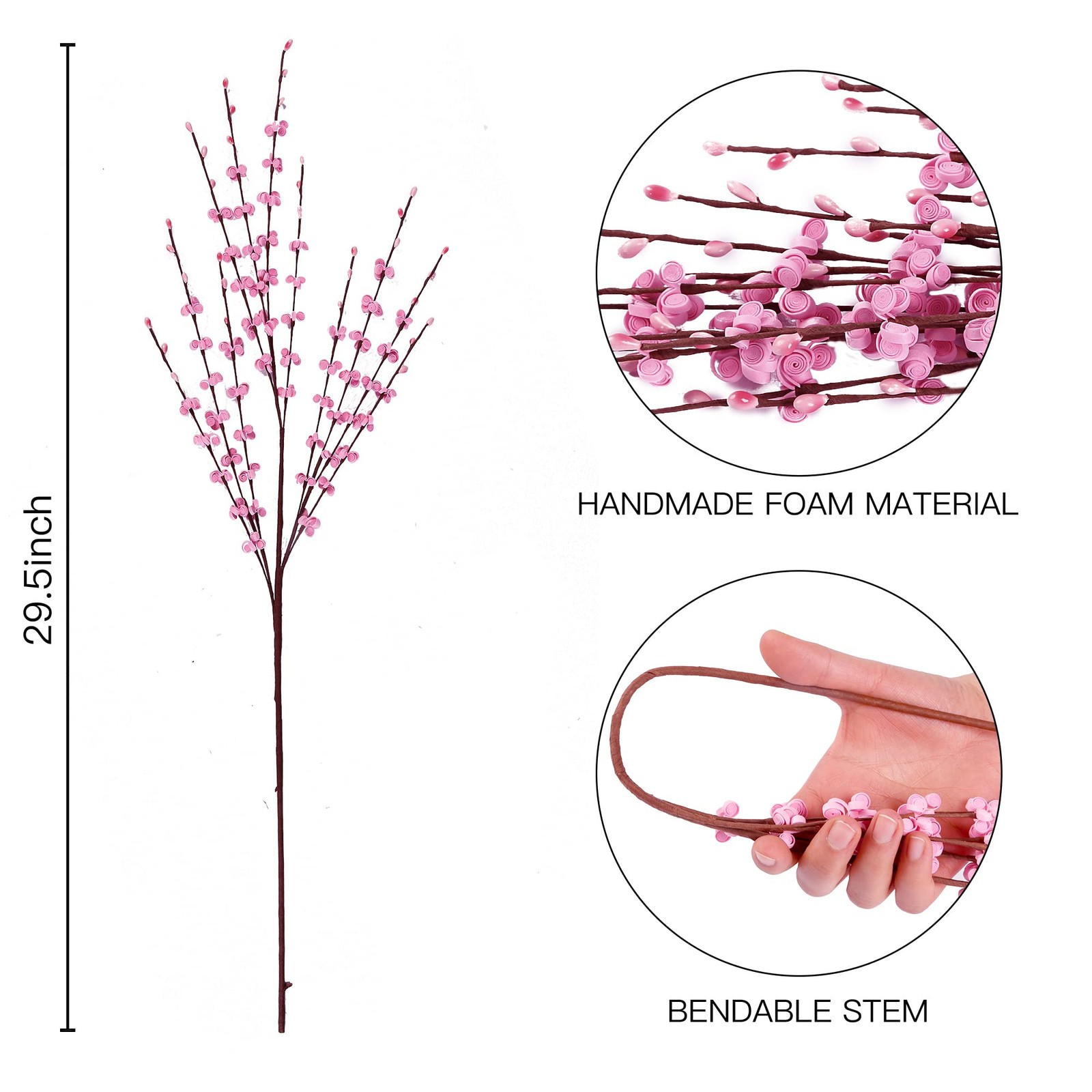 Pink 29.5 Inch Artificial Jasmine Tall Fake Flower Bouquet Dry Branch 10 PCS