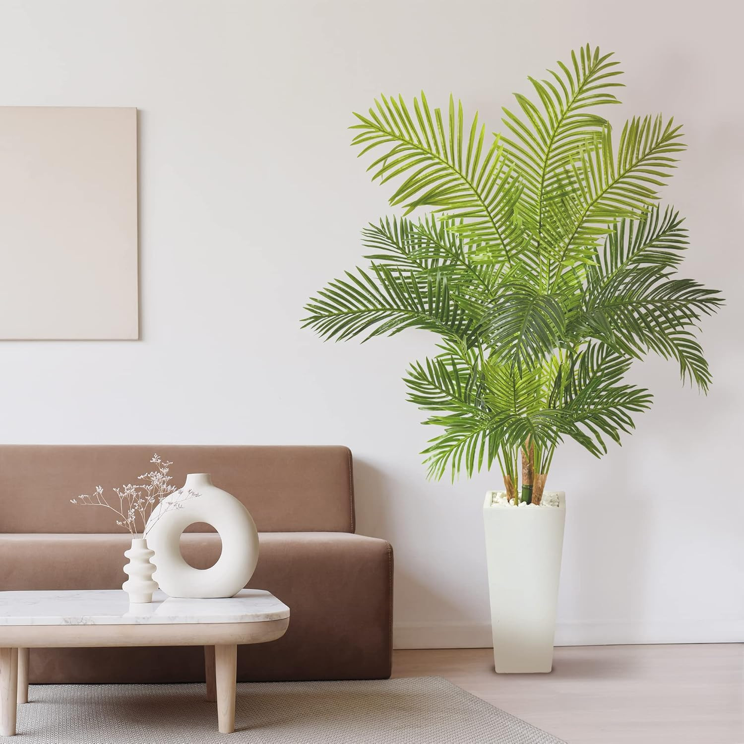 68″ Hawaii Palm Artificial Tree in Elegant White Planter –