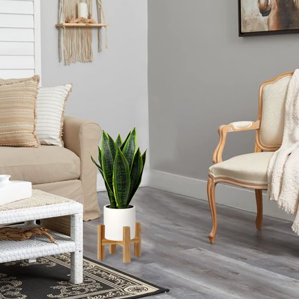 Briful Fake Snake Plant 16″ Faux Potted Plant Artificial Snake Plant with Whi…