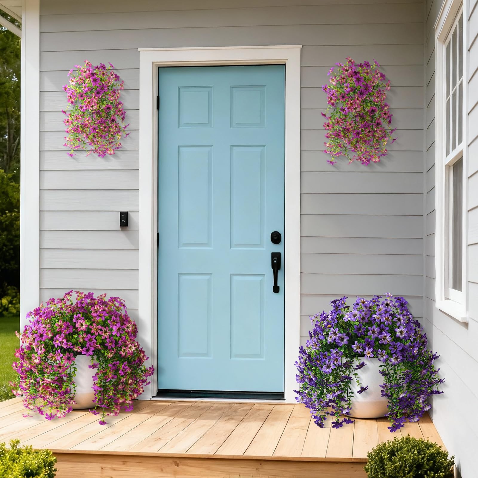 Artificial Flowers for Outdoor Faux Hanging Plants Spring Summer Decoration 2…