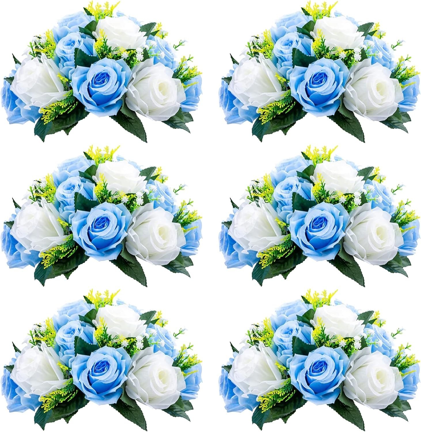 Wedding Table Centerpieces – 6 Pcs Blue & White Floral Balls
