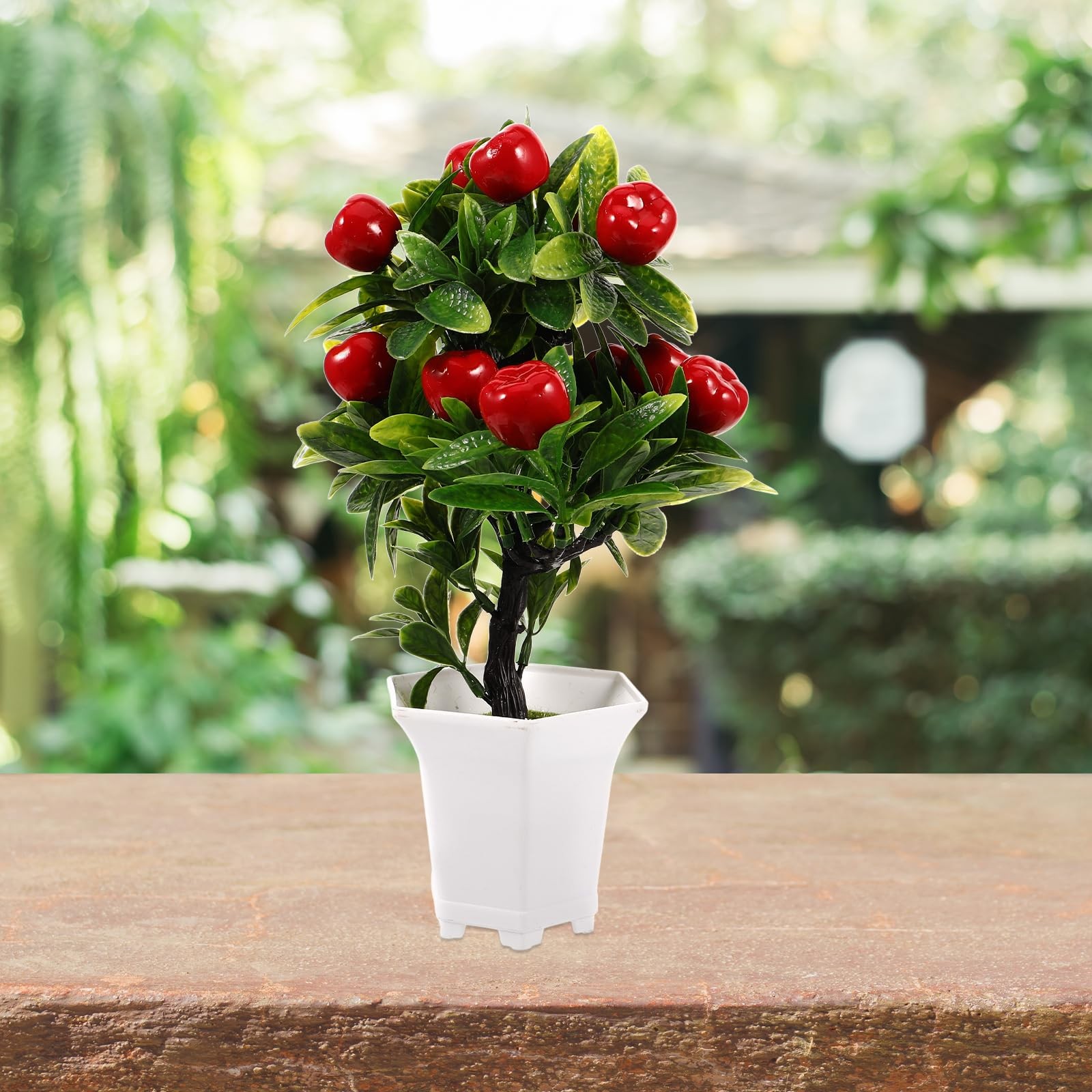 Simulated Apple Ornaments Faux Apples Artificial Fruit Tree Decor with Pot fo…