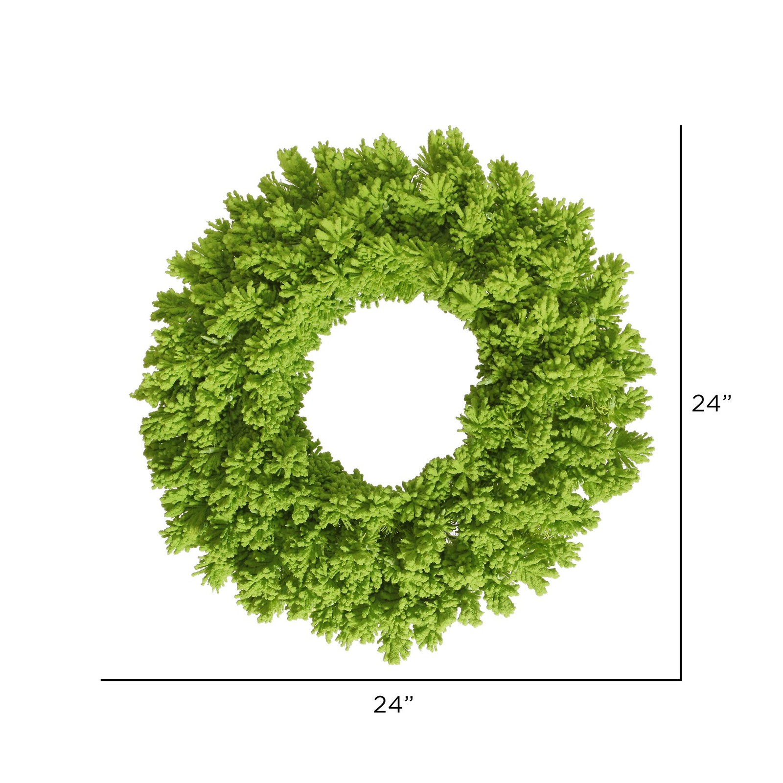 Vickerman 24″ Plastic Fir Artificial Christmas Wreath in Flocked Lime Green