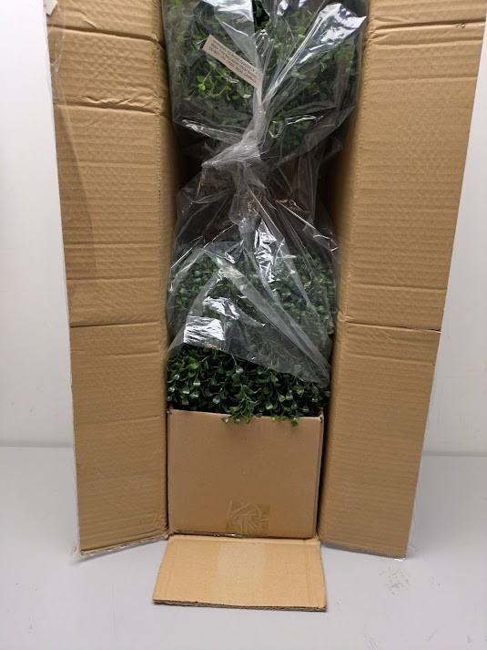 Nearly Natural 36 in. Indoor/Outdoor Artificial Triple Ball Boxwood Topiary Tree