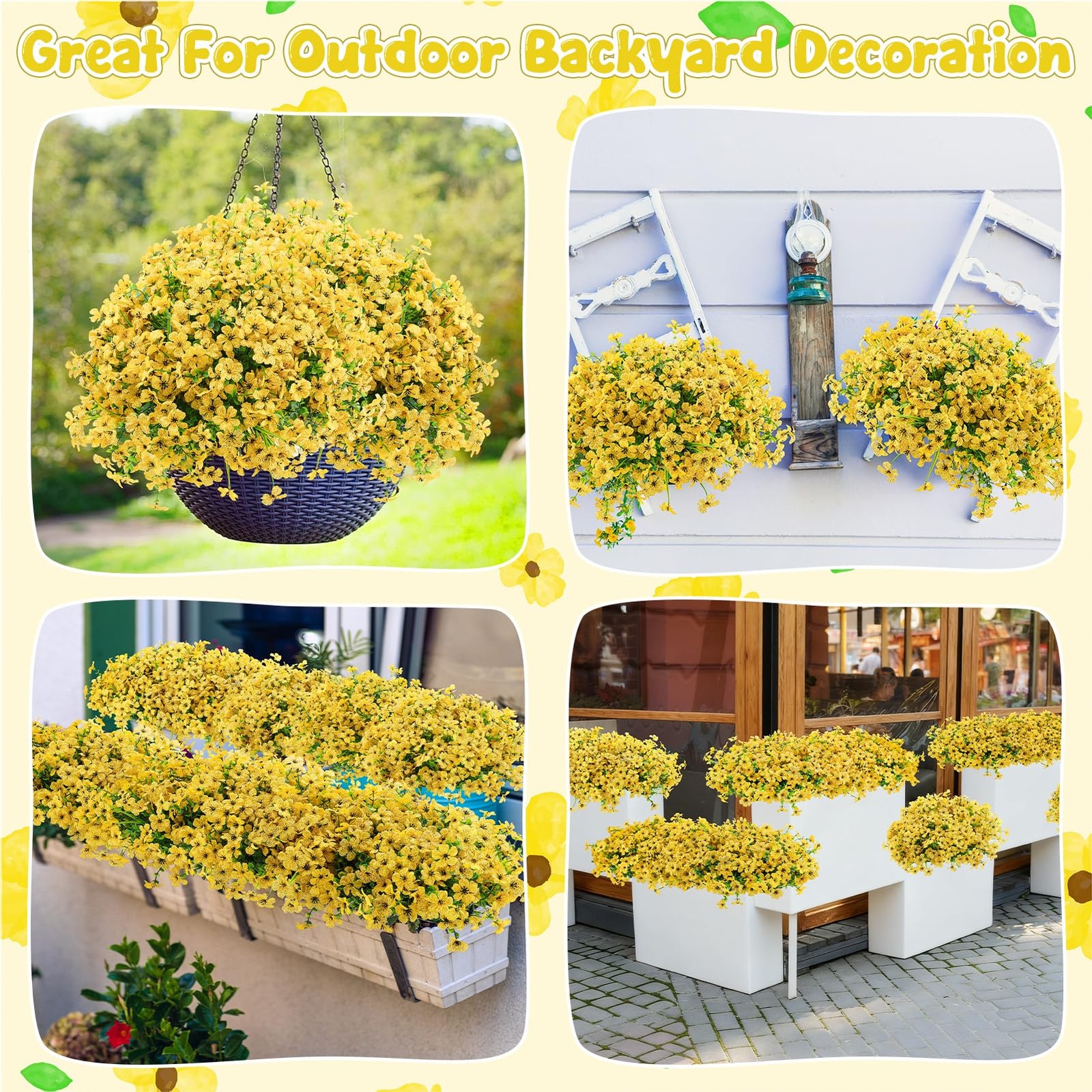 Ovveroche 56 Yellow Bundles Artificial Fake Plants Flowers for Outdoor Decora…