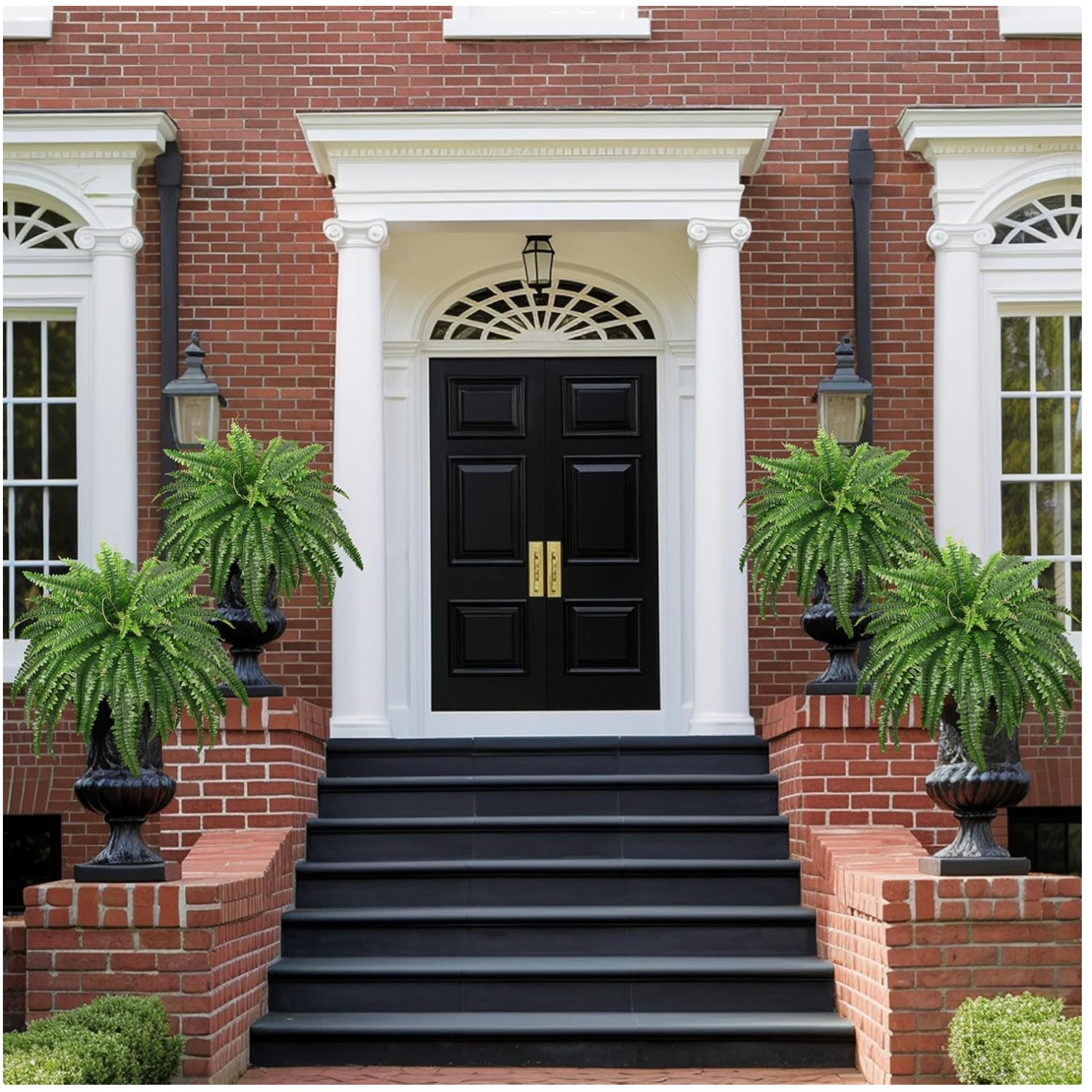 Large Artificial Boston Ferns, 45″ Fake Ferns – Set of 2