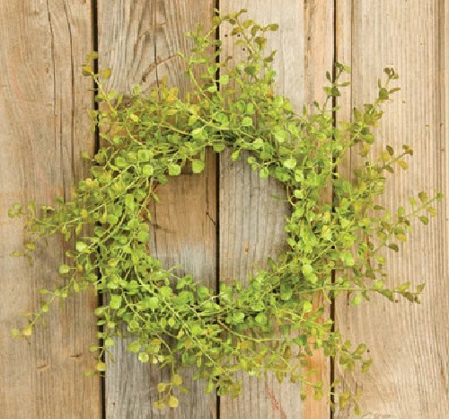 New Spring Leaves LIGHT GREEN BABY TEARS CANDLE RING Wreath 3″