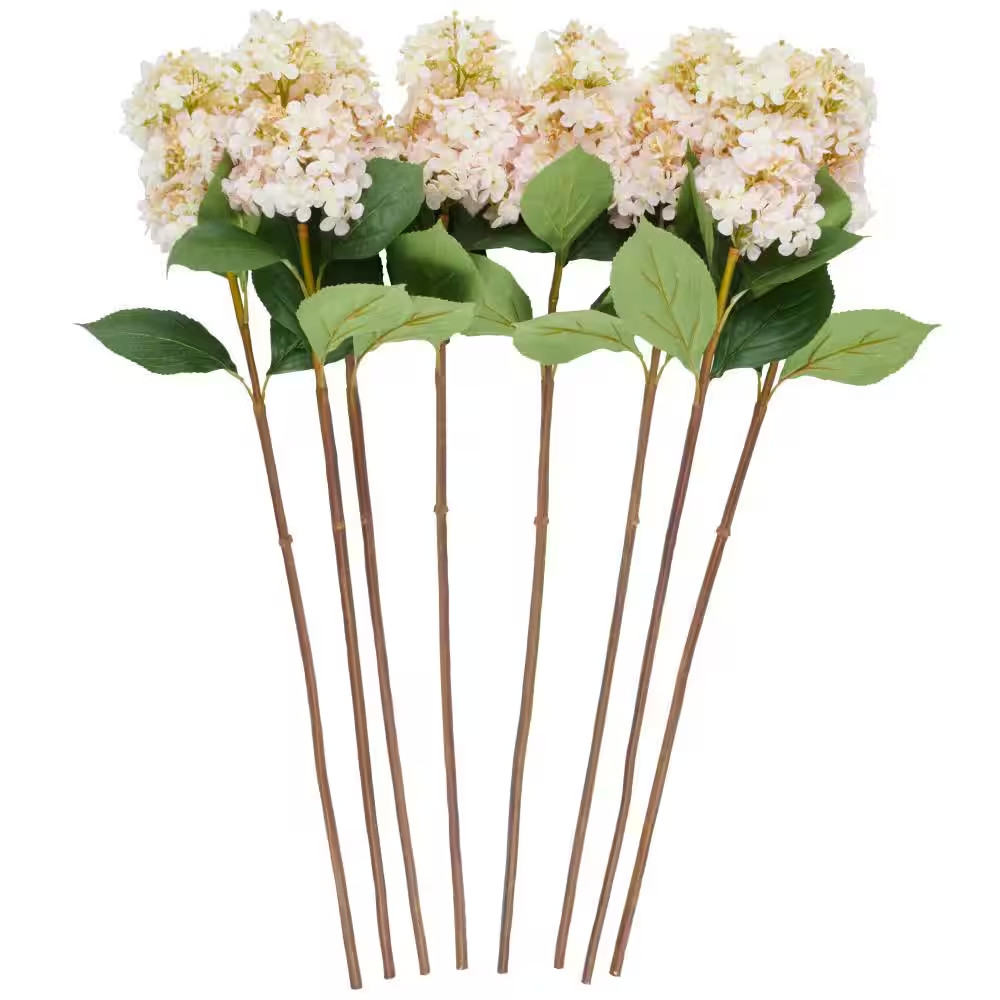 35 In. Pink Hydrangea Artificial Flower Stem (Set of 8)
