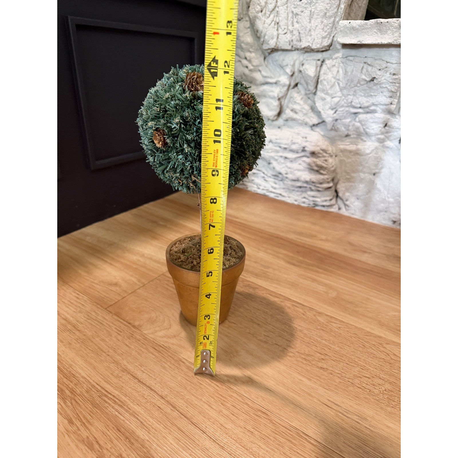 Faux Pine Topiary Tree with Pine Cones in Terracotta Pot Green Rustic Decor 12in