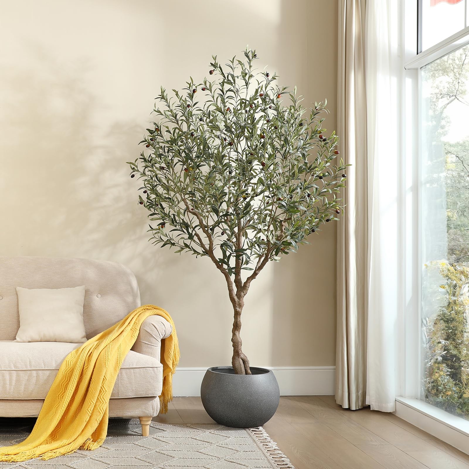 Olive Trees Artificial Indoor 7ft Artificial Olive Plants Tall Faux Olive Tree F
