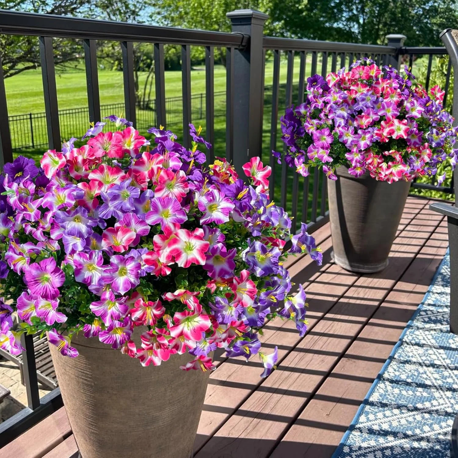 12 Bundles Artificial Petunia Flowers UV Resistant Faux Outdoor Garden Decor
