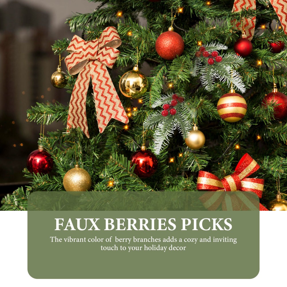10Pcs PVC Artificial Berry Branches Christmas DIY Decor Assorted Color Stems