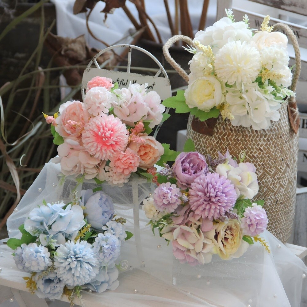 Nordic Style Artificial Silk Flower Bouquet for Wedding Home Decoration