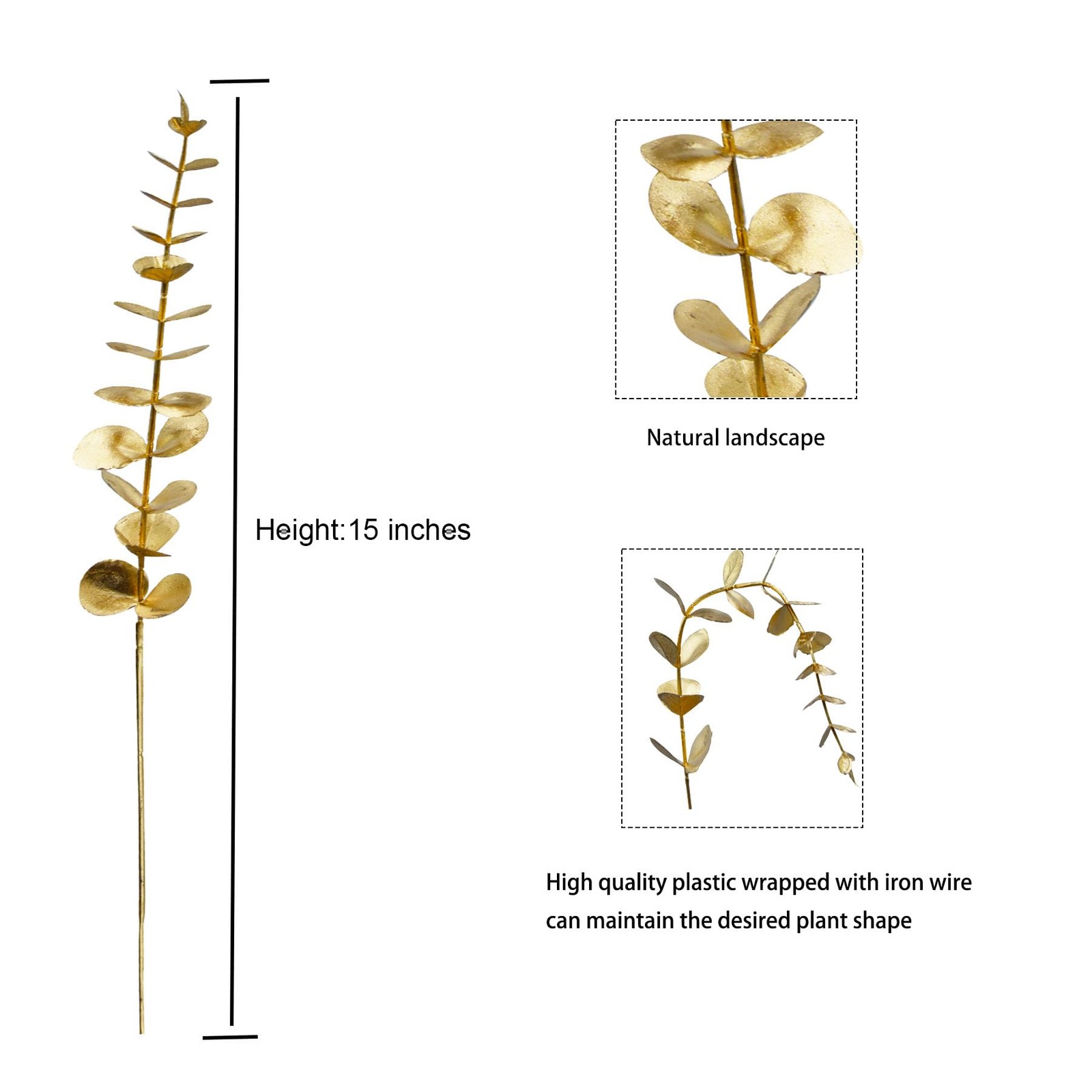 96 Pcs Gold Eucalyptus Stems Faux Greenery Leaves Bulk Artificial Eucalyptus …