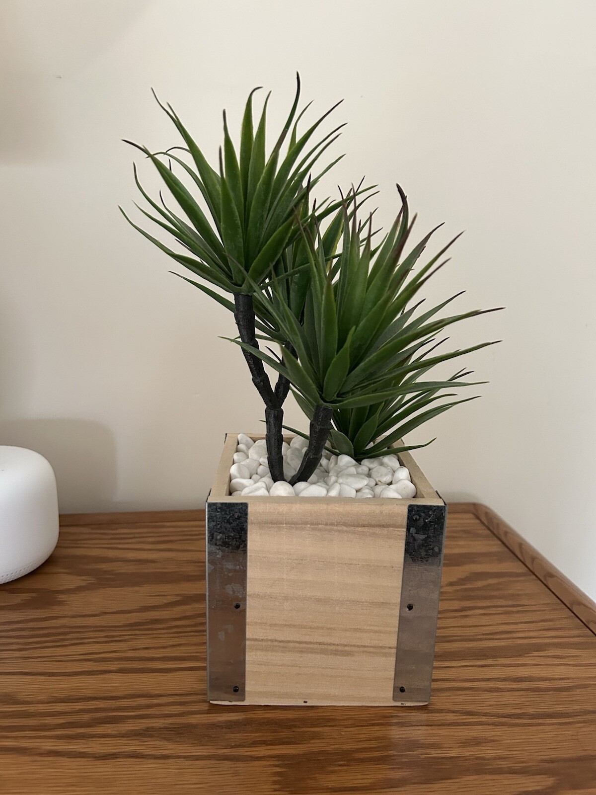 Artificial Small Green Tree Plant In Wooden Box Planter