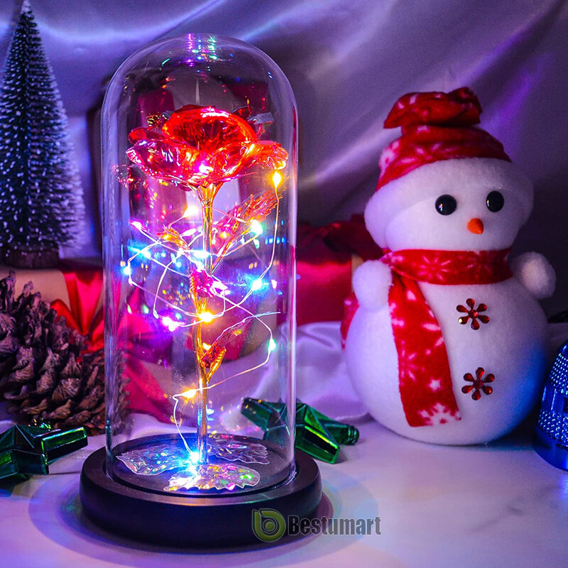 Valentines Day Gifts for Her – Crystal Galaxy Enchanted LED in Glass Rose Gifts