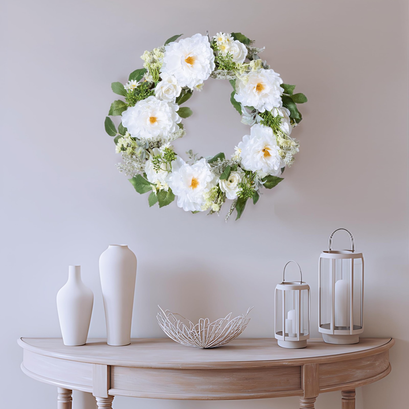 National Tree Company 22 inch Artificial Spring Wreath with Daisy, Peony, and…