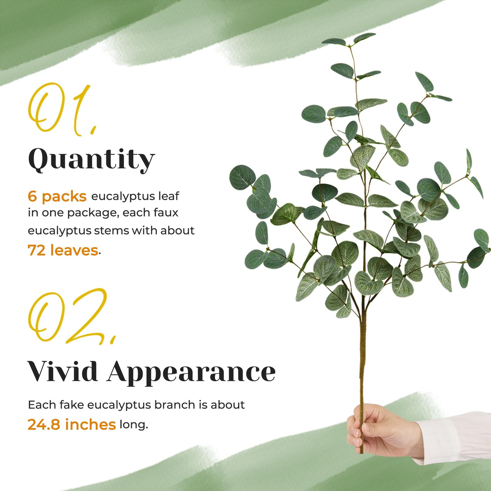6pcs Artificial Eucalyptus Leaves Stems Bulk 24.8” Silver Dollar Eucalyptus A…