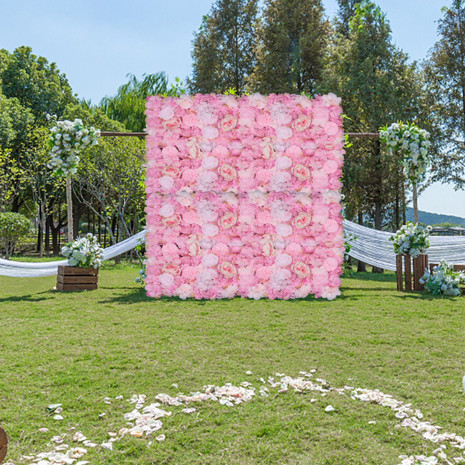 6X Artificial Silk Flower Wall Panel Wedding Party Floral Decor Venue Background