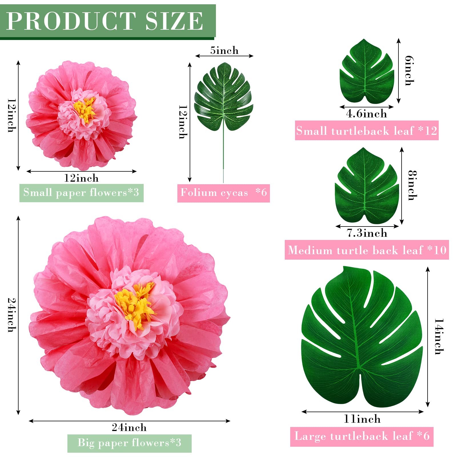 40 Pack Tropical Party Decorations Large Tissue Paper Hibiscus Flowers Luau