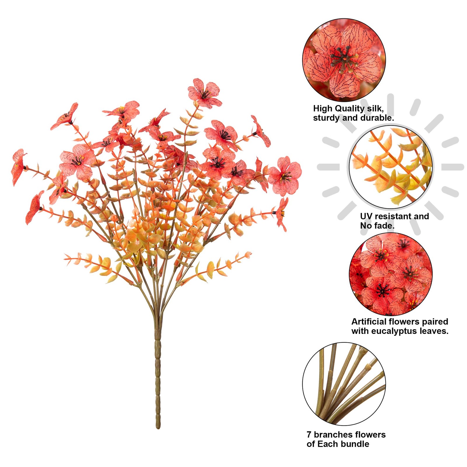 HyeFlora Artificial Fall Flowers Faux Mums for Outdoor Indoor Garden Home Dec…