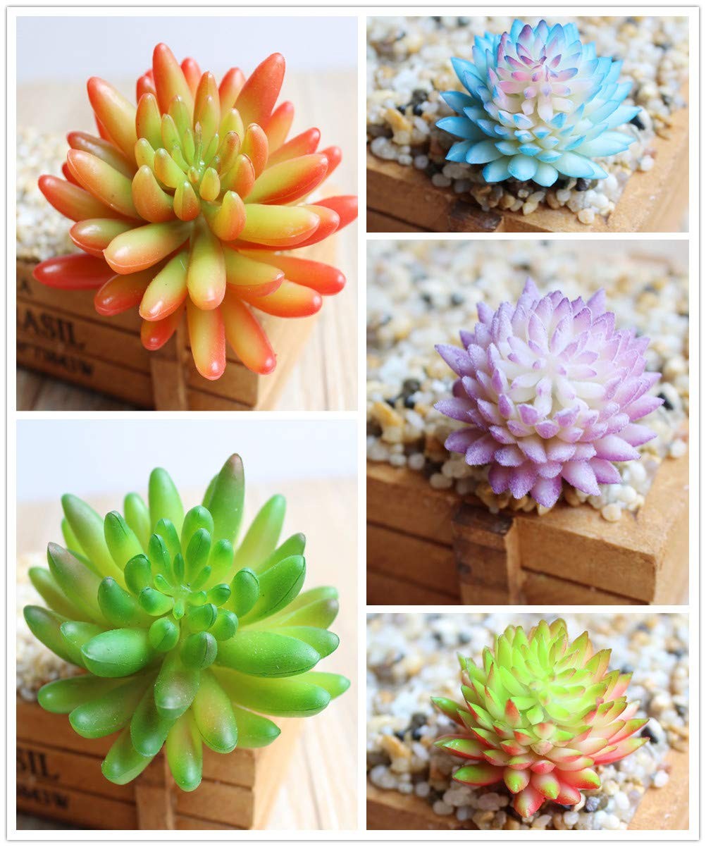 11PCS Assorted Multicolor Artificial Succulent Plants Textured Cactus Aloe Su…