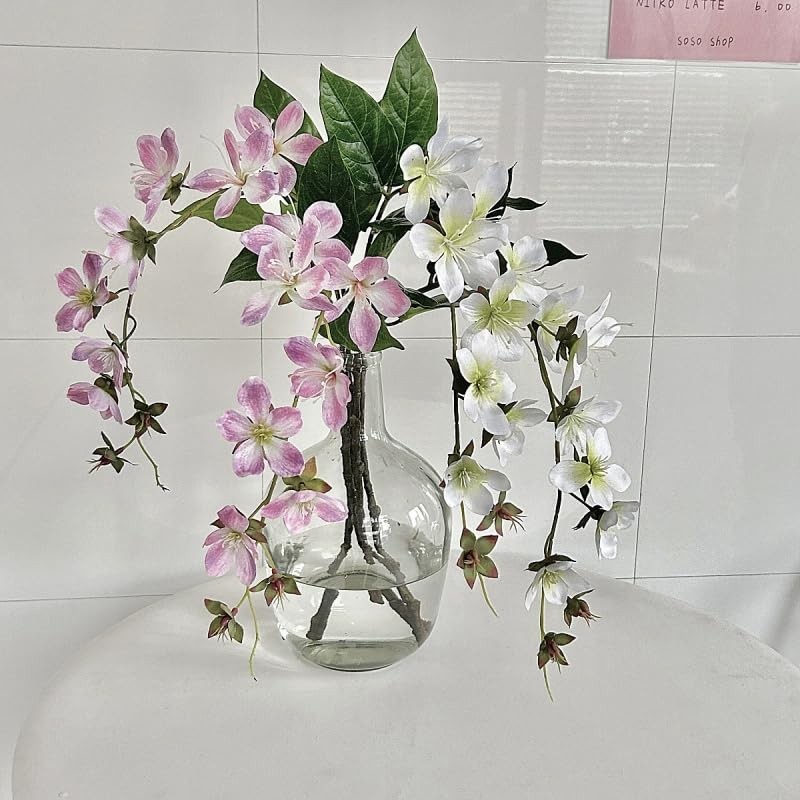 3Pieces Fake Hanging Plants Artificial Jasmine Flower,31″ Hanging Flowers Sil…